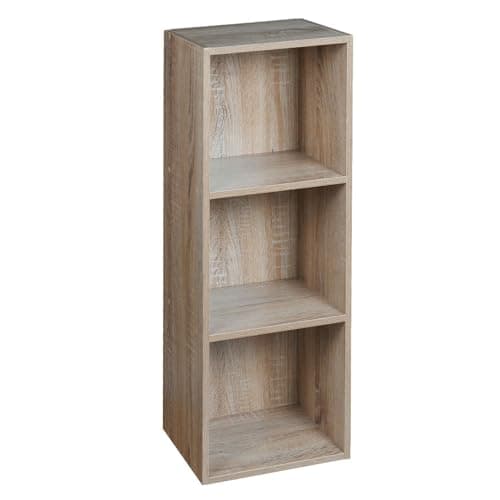 Image of URBNLIVING Tier Wooden Bookcase Shelving Display Storage Shelf Unit Wood Shelves (Antique Oak, 3 Shelf)