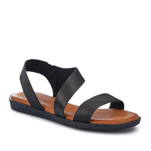 Image of Elasticated Leather Sandals - Black Size 6