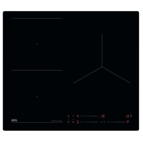 Image of AEG TO63IQ0BIB Induction Hob, 60 cm, 3 Cooking Zones, Flexi-Power, Hob2Hood System, PowerBoost and Pause Function, Independent Slide Controls, Single Timer, Frameless, Black