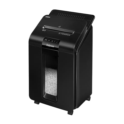Image of Fellowes Paper Shredder for Home Office Use - 100 Sheet Auto Feed, 10 Sheet Manual Feed Mini Cut - AutoMax 100M with Sleep Mode Feature & 23L Bin - Advanced Security P4, Black