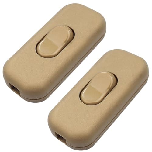 Image of In Line Switch for Lamps 2 Pieces,Lamp Switch Inline,Inline Switch for Lamp,Inline Light Switches,Electrical Switching 250V,6A,for Light,Table Lamp,Bulb,Small Appliance,Golden