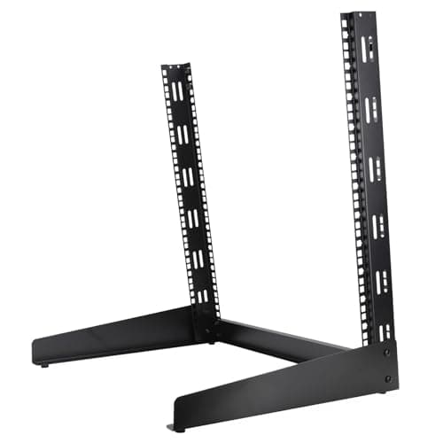 Image of kenable 19 inch Rack Mount Stand Open Frame Desktop Work Surface Studio 12U 450mm Deep with Anti-Slip Feet
