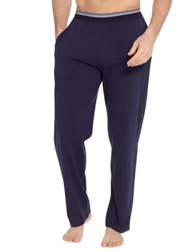 Image of INSIGNIA Mens Cotton Comfort Waist Pyjamas Lounge Pants Bottoms (Navy, L)