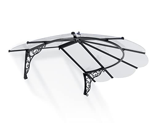 Image of Palram Canopia by Canopia Iris 1780 Front Door Canopy 175 x 125 cm Black Sun Protection Front Door Canopy Including Rain Gutter