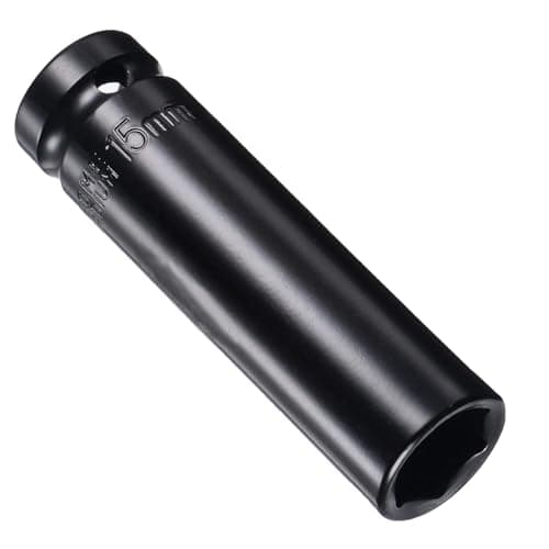 Image of Juttzzei 1/2 Inch Drive 15mm Deep Impact Socket - Heat-Treated CR-V Steel, 78mm Length, 6-Point Metric Sizes for Car & Home Repair