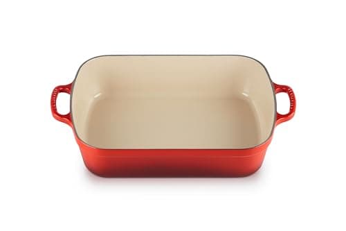 Image of Le Creuset Signature Enamelled Cast Iron Rectangular Roasting Dish, 33 cm, 4.9 litres, Cerise, 20184330602422