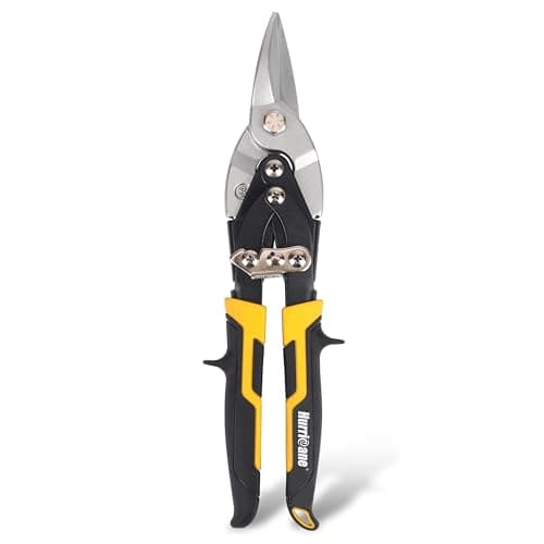 Image of HURRICANE 10 Inch Aviation Tin Snips, Aviation Snips for Cutting Metal Sheet, Heavy Duty Sheet Metal Cutter Shear, Cr-Mo, Straight Cut, High Leverage Aviation Snip, Up to 40% Labor Saving
