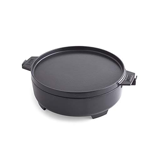 Image of Weber Dutch Oven 2-in-1 for Gourmet BBQ System, Cast Iron Pot with Reversible Lid – Black (8857)