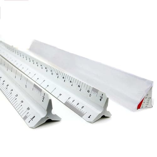Image of Liquidraw Imperial Triangular Scale Ruler - 12 Inch | Plastic Architect Scale | Colour Coded Red, White & Yellow Sides | Precision Drawing & Measuring Tool for Architects, Engineers & Designers