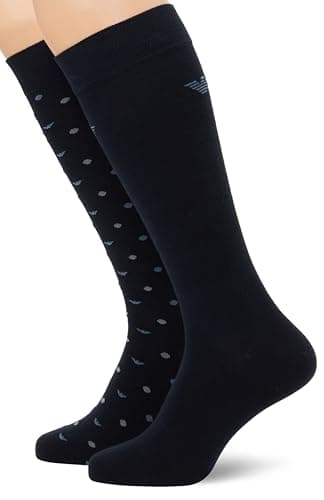 Image of Emporio Armani MAN'S ALLOVER EAGLE 2-PACK LONG SOCKS BLUE TU