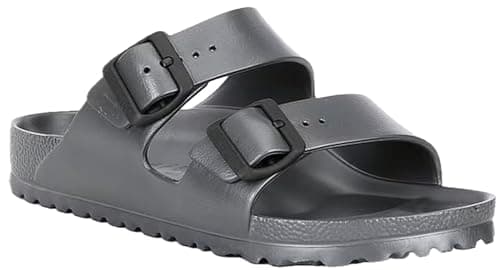 Image of Birkenstock Classic Madrid FL 440883 Women's Clogs & Mules, anthracite metallic, 15-15.5 Women/13-13.5 Men