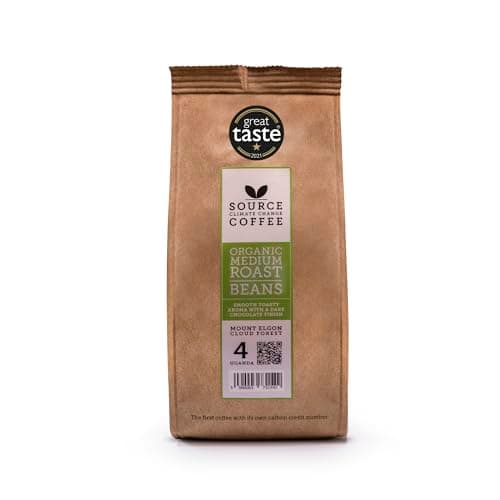 Image of Source Climate Change Coffee Award Winning Organic Dark Roast Uganda Single Origin Roast and Ground Coffee Bag, 0.227kg