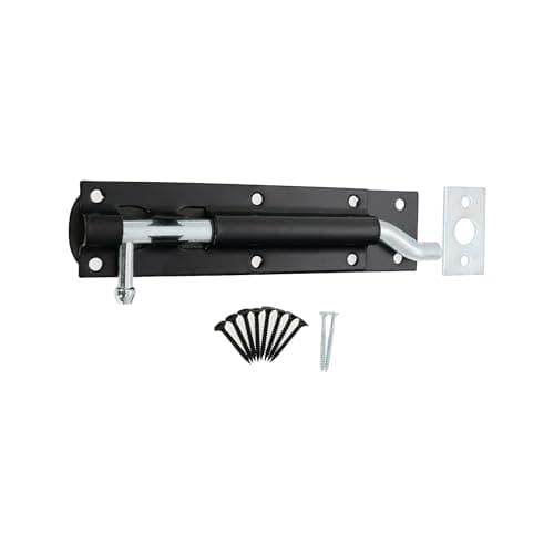 Image of Garden Gate Shed Door Straight/Necked Tower Barrel Bolt Catch Black 4" 6" 8" (Necked Tower Bolt, 152mm 6" Inch)