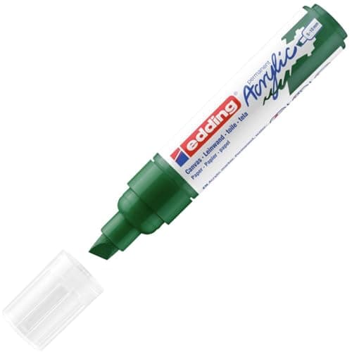 Image of edding 5000 acrylic marker broad - green - 1 waterproof acrylic paint marker - chisel tip 5-10 mm - acrylic paint pens for drawing on canvas, art paper and wood - acrylic markers for pebbles