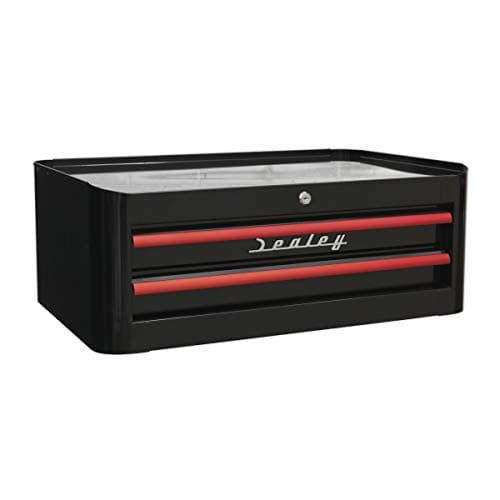 Image of Sealey Ap28102Br Mid-Box 2 Drawer Retro Style - Black/Red Anodised Drawer Pulls