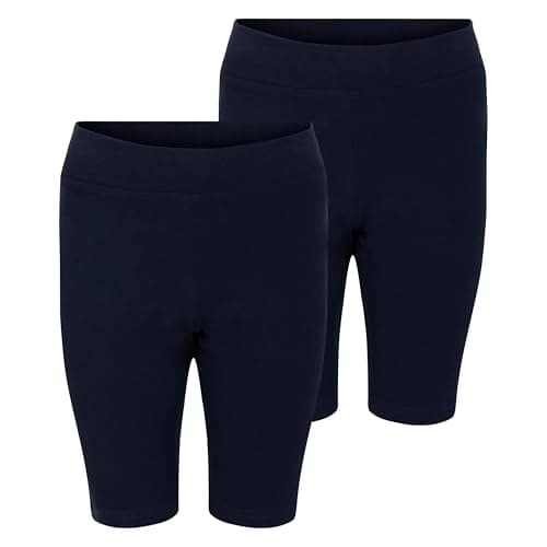 Image of Girls 2 Pack School PE Cycling Shorts Ex MS Cotton & Stretch Black Navy 2-16Y (NVY 6-7)