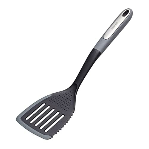 Image of Chef Aid Multi-Function Slotted Turner with Silicone Edge for Scraping, Serrated Edge for Slicing with Raised Sections for Stripping and Grinding Surface for Shreading Garlic and Ginger, BPA Free