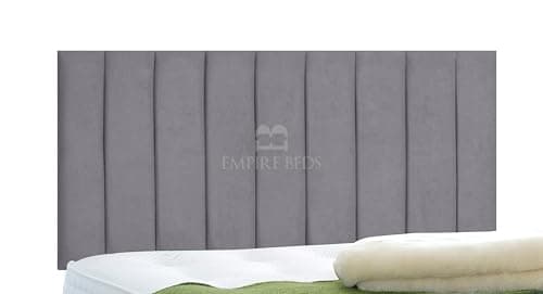 Image of EMPIRE BEDS 24 INCH HEIGHT LUXURIOUS PORTLAND HEADBOARD IN PLUSH VELVET FABRIC FOR DIVAN BEDS (5FT King- Height 24", Silver)