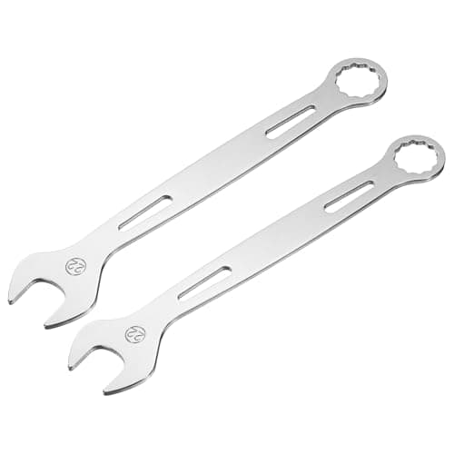 Image of sourcing map 2Pcs Combination Wrench 22mm Metric Super Thin 12-Point Box and Open End Chrome Vanadium Steel Double Ended Spanner Tool for Automotive Furniture Machinery DIY Repair, Silver