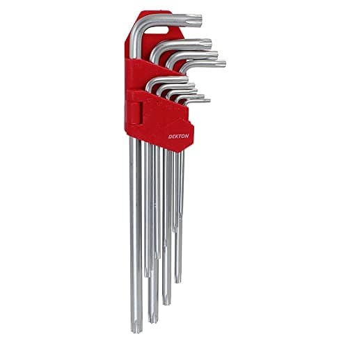 Image of Dekton 9PC Extra Long Torx Hex Key Set | Heat Treated for Strength | Ideal for Precision Fastening | Handy Key Holder Included | Star Allen Key Set for Home Repairs & DIY | Includes Sizes T10 to T50