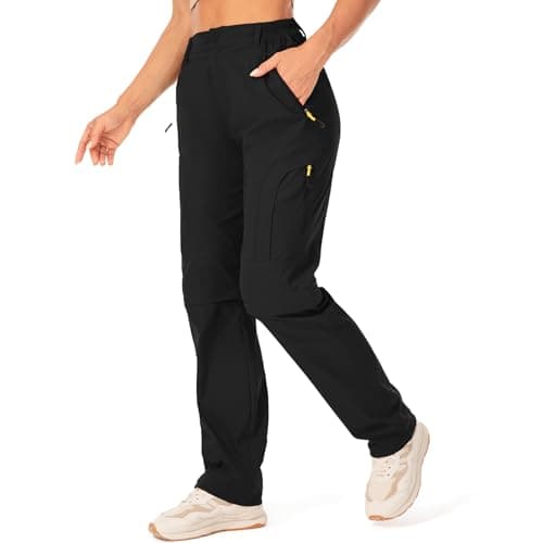 Image of Jessie Kidden Walking Trousers Women Cargo Pants Waterproof Summer Lightweight Quick Dry Convertible Stretch Outdoor Casual UPF 50 Running Cycling Zip Off Capri #6601F-Black -34 (US 14)
