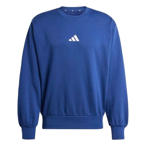Image of adidas Men's ESSENTIALS FEELCOZY FLEECE SWEATSHIRT, dark blue/white, XXL