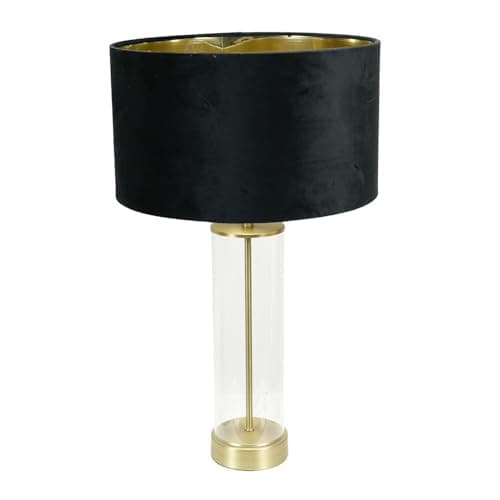 Image of ValueLights | Balan Matt Gold and Clear Tube Table Lamp with Black Velvet & Gold Inner Shade | Table Lamps, Home Décor & Improvement Essential