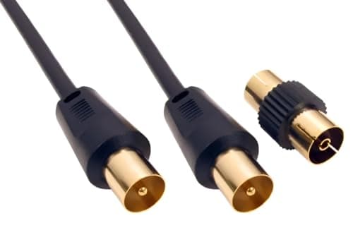 Image of SSL Satellites - 1,2.3,4,5,10,15,20 Metre Male to Male RF TV Aerial Lead Cable Coaxial Extension Female Digital with Coupler (1 Meter)