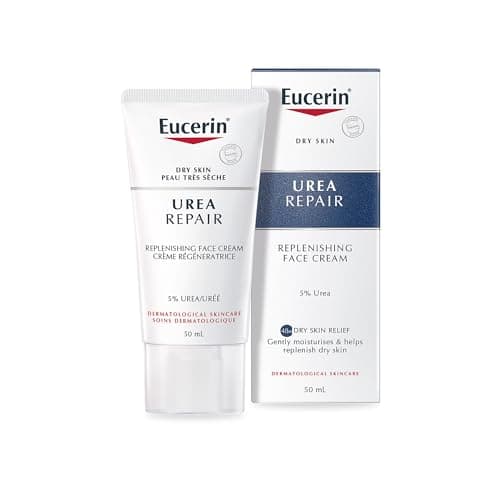 Image of Eucerin UreaRepair Replenishing Face Cream 5% Urea 50ml, Nourishing Day Cream for Psoriasis, Skincare with Urea for Dry Skin