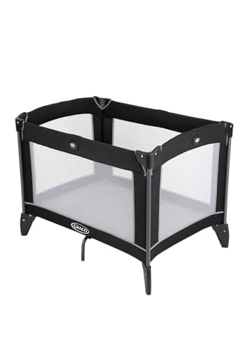 Image of Graco Compact Travel Cot, lightweight with compact fold and carrybag. Suitable from birth to approx. 3 Years, Black/Grey fashion