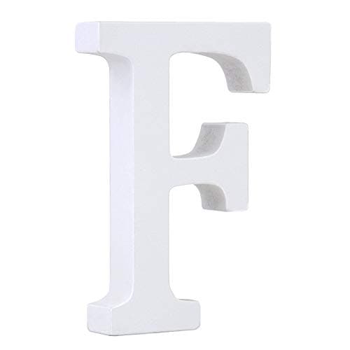Image of Venkaite Wooden Letters A-Z Alphabet Letters Decor Wedding Birthday Party Home Decoration White (F)