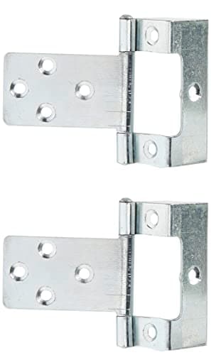 Image of Merriway® BH01811 (2 Pcs) Non-Mortise Cranked Partial Wrap Cupboard Cabinet Door Flush Hinge, 50mm (2 inch) with 5/8 inch Crank Bright Zinc Plated - Pack of 2 Pieces