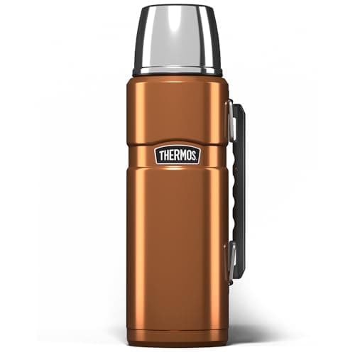 Image of Thermos - Stainless King Copper Travel Flask (1.2L) - Premium Leak Proof Insulated Tea & Coffee Flask for Hot & Cold Drinks, Built-in Cup, Twist-Pour Stopper, BPA-Free, Durable Steel