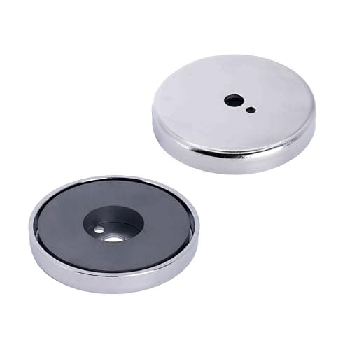 Image of Ferrite Pot Magnet for Arts, Crafts, Model Making, DIY, Hobbies, Office, and Home - 66mm dia x 10mm thick x 8mm hole - 39kg Pull