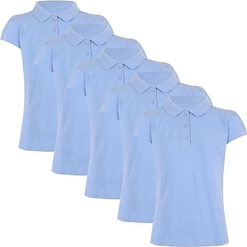 Image of A2Z 4 Kids Girls Plain Shirts Summer Tank Top and Tees - Girls Polo Shirt Sky Blue 5 Pack 9-10