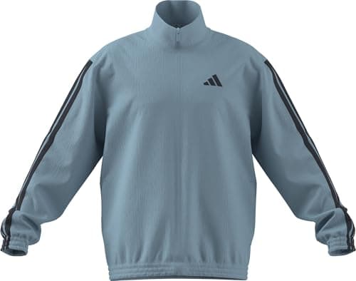 Image of adidas Men's ESSENTIALS 3-STRIPES WOVEN TRACKTOP, icey blue/night navy/night navy/night navy, 3XL