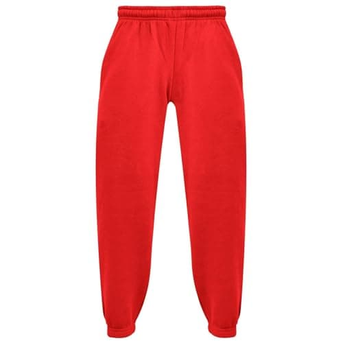 Image of A2Z 4 Kids Girls Boys Plain Jogging Bottoms PE School Jogger Soft Trouser - Fleece Trouser 356 Red 7-8
