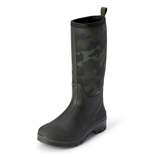 Image of Amazon Essentials Men's Waterproof Neoprene Wellington Boots, Camo Olive, 9 UK