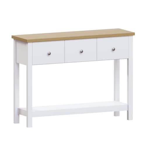 Image of Vida Designs Arlington Console Table Shelf Hallway Side End Dressing Table MDF (White, 3 Drawer)