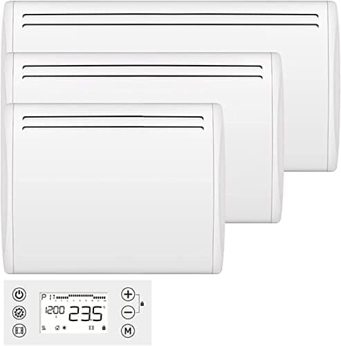 Image of MYLEK Ceramic Panel Heater - Electric Radiator 1500W - Thermostat with Programmable Timer LCD Display - Wall Mounted Slim, IP24 Bathroom, LOT 20 Eco Energy Efficient (White 1.5KW) (CERAMIC, 1500W)