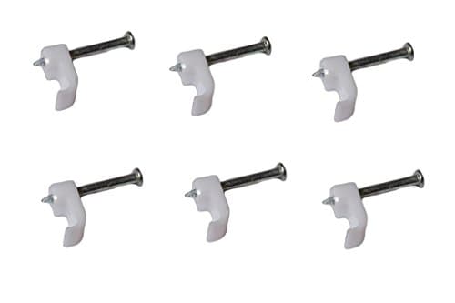 Image of Merriway BH02261 5 mm Wide Clips for Bell Wire & Internet Cable , White, Pack of 100 Piece