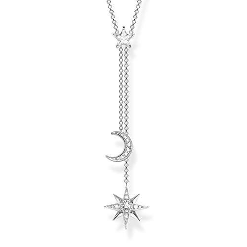 Image of Thomas Sabo Women Necklace Star and Moon Silver 925 Sterling Silver KE1900-051-14