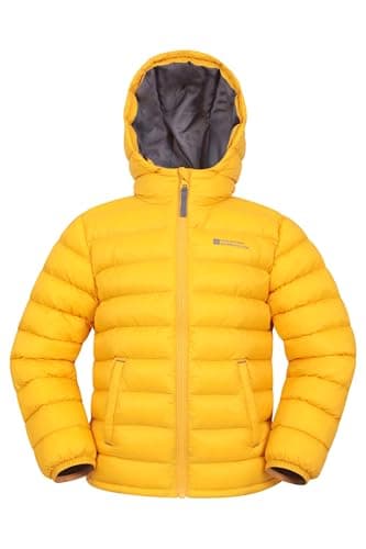 Image of Mountain Warehouse Seasons Padded Kids Puffer Jacket - Water Resistant, Lightweight & Insulated Coat, Boys & Girls - Spring Summer, School, Travel Mustard Kids Size 11-12 Years