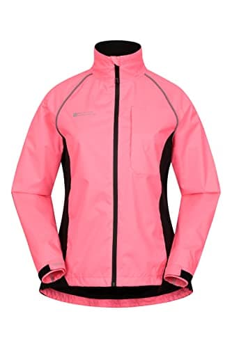 Image of Mountain Warehouse Adrenaline Womens Waterproof Jacket - Breathable Ladies Coat, Taped Seams, Reflective Trims Rain Jacket - For Spring Summer, Cycling, Running Bright Pink Women's Size 8