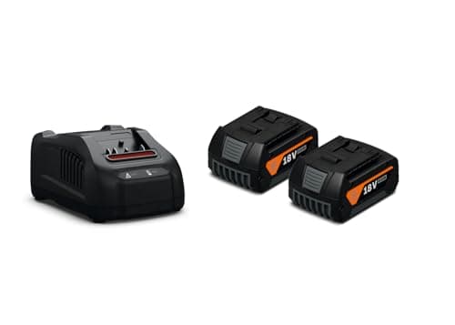 Image of FEIN GBA 18 V 5.0 Ah AS battery starter set | 2 x lithium-ion batteries with GAL 1880 HP quick charger for batteries with 18 V AMPShare or Bosch Professional connector.