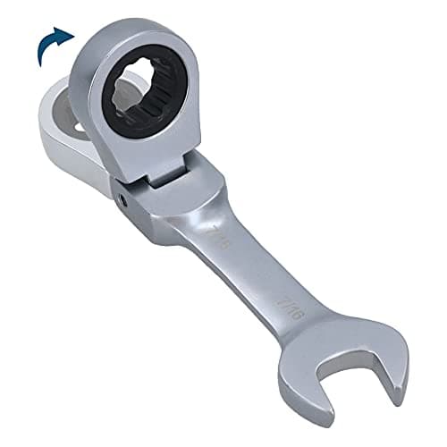Image of AB Tools 7/16” AF SAE Imperial Flexible Stubby Flexi Head Ratchet Spanner Combi Wrench