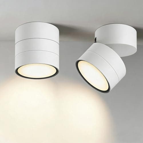 Image of GX53 Ceiling Lights,90° Swivel Ceiling Spotlights 2 Pack,IP65 Waterproof Aluminium Surface-Mounted Downlights for Ceiling,Suitable for Living Room,Bedroom,Bathroom,Hallway,Balcony,White