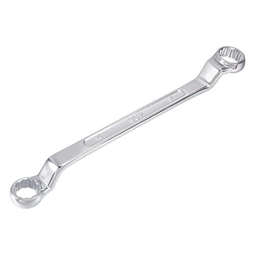 Image of sourcing map 14mm x 17mm Metric 12 Point Offset Double Box End Wrench Chrome Plated, Cr-V Steel