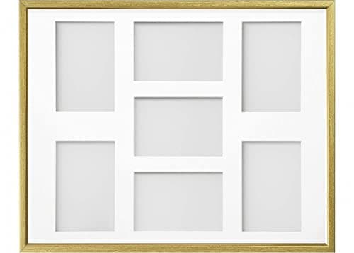 Image of Frame Company Drayton Multi Aperture Photo Frame, Gold with Gold Inset, 20x16 for 6x4 inch (x7)
