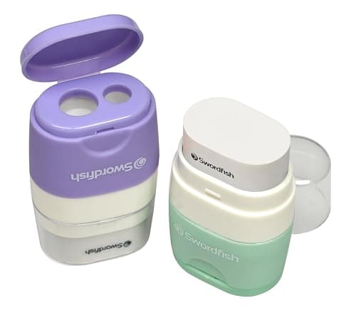Image of Swordfish ‘Twin Combo’ Pastel Double-Hole Pencil Sharpener and Eraser[Pack of 1] Assorted Colours [40381]